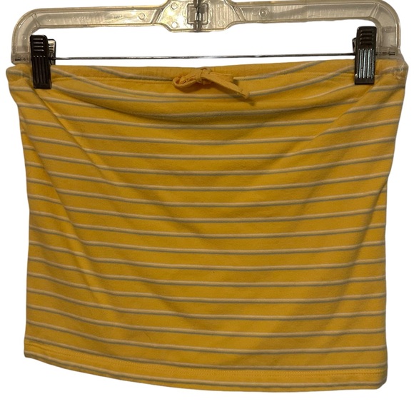 Vintage Y2K Strapless Cropped Tube Top Yellow Stripe size medium - Picture 1 of 6